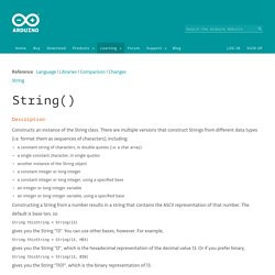 changes string description constructs an instance of the string class