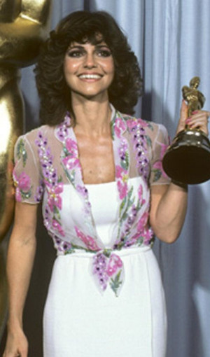 SALLY FIELD with the Oscar she won for her work in the film 