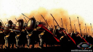 Ancient Spartan Warriors Training Spartan phalanx