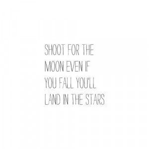 Shoot for the moon even if you fall you'll land in the stars.
