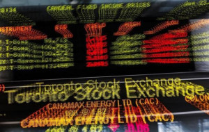 Toronto Stock Exchange (TSX) stock information is seen in Toronto ...