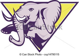 Vector - Elephant Prancing Triangle - stock illustration, royalty free ...