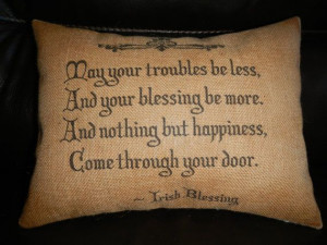 Irish Blessing Burlap Pillow housewarming, hostess gift
