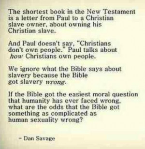 dan savage, on christian slave owners