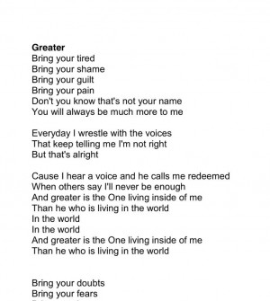 Greater (lyrics) by MerceMe