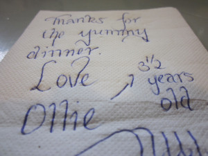Like this cute little note left on one of the tables at workafter a ...