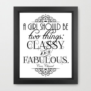 Classy & Fabulous - 8 x 10 paper print, coco chanel quote, girls room ...