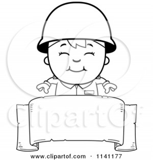 Cartoon Black and White Army