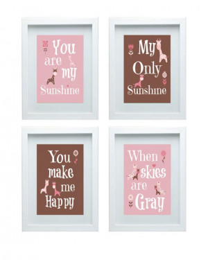 You are my sunshine Nursery Art, Nursery Quote, Pink Brown ...