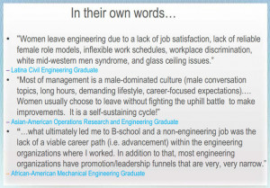 sampling of responses from a survey of women who earned engineering ...