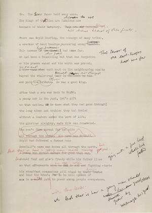 Above: Translation of Beowulf by Seamus Heaney (b. 1939), Deposit 9896