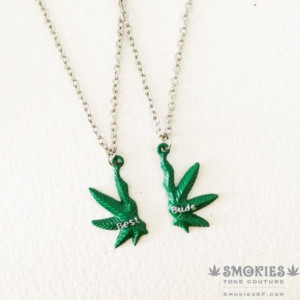 jewels green weed necklace cool hippie hipster punk stoner bff