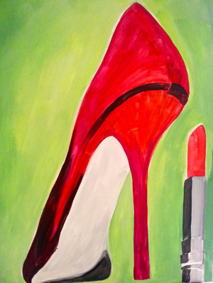 Red High Heel and Lipstick PaintingByob Wine, Lipsticks Painting, Cute ...