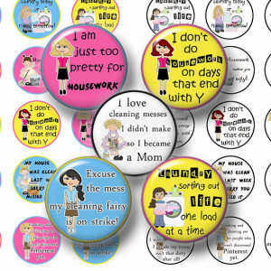 Digital Collage Sheets FUNNY HOUSEWORK SAYINGS Bottle Cap Images 1 ...