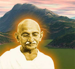 This is a picture of Gandhi . Gandhi was a dominant figure in the ...