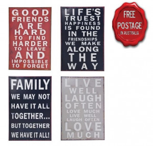 Details about Metal Tin Wall Plaque Inspirational Saying Quotes Family ...