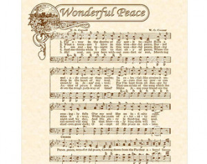 WONDERFUL PEACE 8x10 Antique Hymn V intage Verses Sheet Music Natural ...