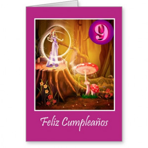 Spanish birthday for 9 year old girl with fairy greeting card