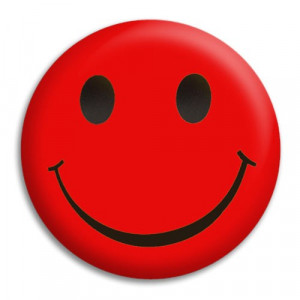 Home Smiley Red Button Badge