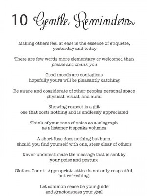 Manners Monday: 10 Gentle Reminders