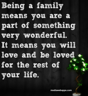 family means you are a part of something very wonderful. It means you ...