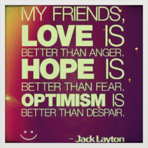 Optimistically stay hopeful & love :)