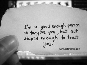... Good Enough Person to forgive you, But not stupid enough to trust you