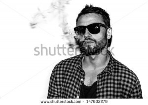 Man Smoking Cigarette Black