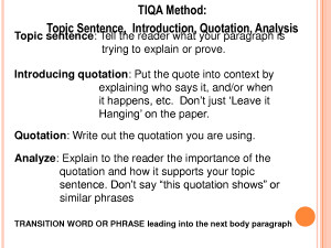 TIQA Method Topic Sentence Introduction Quotation TeacherWeb by ...