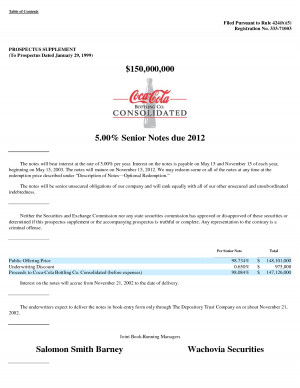 COCA COLA BOTTLING CO CONSOLIDATED DE 11 15 2002 COCA COLA