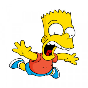 Images of Bart Simpson from the animated TV show, The Simpsons.