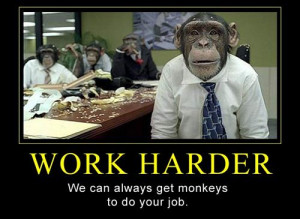 Motivational Poster About Labor Day With The Funny Monkey Worker To ...