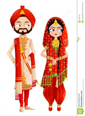 Easy to edit vector illustration of Sikh wedding couple.