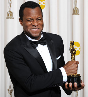 Geoffrey Fletcher celebrates his Oscar for Adapted Screenplay for