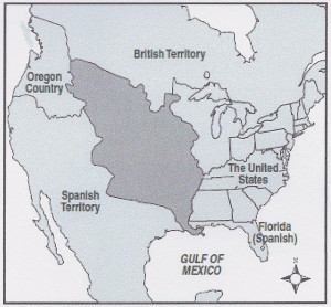 the darker shaded area on the map below louisiana purchase