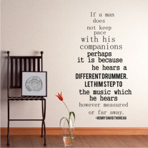 Wall Decal Quote Different Drummer Henry David Thoreau - Vinyl ...
