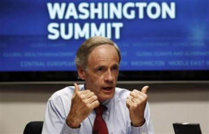 Senator for Delaware Tom Carper speaks during the Reuters ...