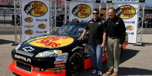 Tony Stewart (left) and Bass Pro Shops founder Johnny Morris stand ...
