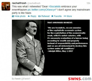 ... Rachel Frosh’s twitter account shows the Hitler quote she retweeted