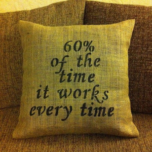 Handmade Hessian Cushion - handpainted Anchorman quote - Sex Panther