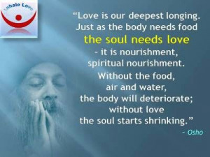 ... food The Soul Needs Love - it is nourishment, spiritual nourishment