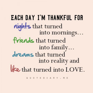 Each Day I'm Thankful for NIGHTS, FRIENDS, DREAMS and LIKE...