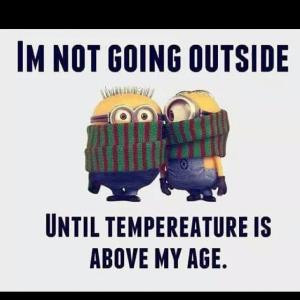 Im not going outsideUntil temperatures is above my age.