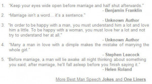 Having a collection of best man speech jokes, quotes and onle-liners ...