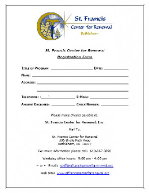 Retreat Registration Form Template Word Picture
