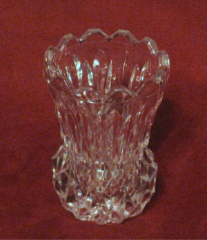 ... House Toothpick Holder Cut Vase Vintage Crystal Glass 2 1/2