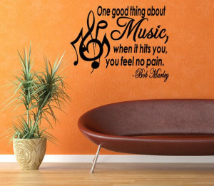 Bob Marley Vinyl Wall Quote Decal About Music No Pain Removable ...