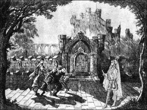 This sketch by Thomas Glessing portrays the staging of the ghost's ...
