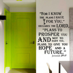 Wall Decal Quote Jeremiah 29:11 Bible Verse Wall Vinyl Decal Words ...