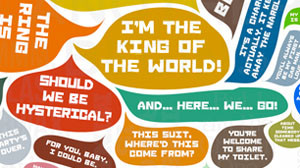 splash of movie quotes in speech bubbles purportedly quotes